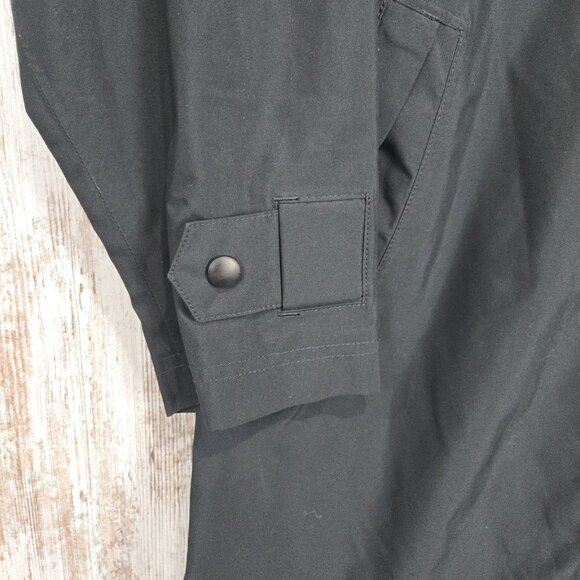 LL Bean Rain Jacket Size Medium Zipper Button Front Black Light Trench Coat - Picture 6 of 9